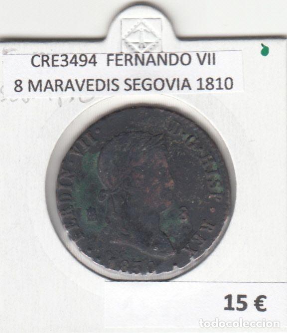Mittelalterliche M&uuml;nzen: CRE3494 MONEDA ESPA&Ntilde;A FERNANDO VII 8 MARAVEDIS SEGOVIA 1810