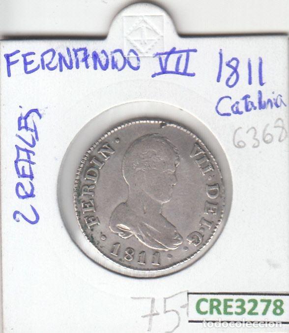 Mittelalterliche M&uuml;nzen: CRE3278 MONEDA ESPA&Ntilde;A FERNANDO VII 2 REALES 1811 CALABRIA BC