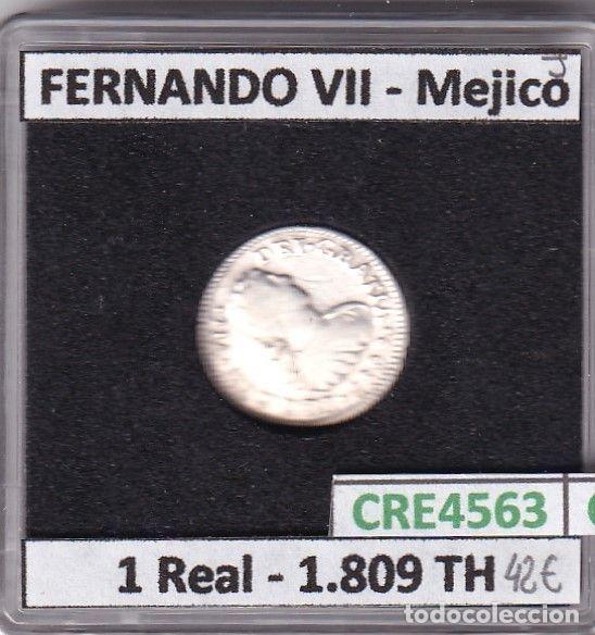 Mittelalterliche M&uuml;nzen: CRE4563 MONEDA ESPA&Ntilde;A FERNANDO VII 1 REAL 1809 TH MEXICO