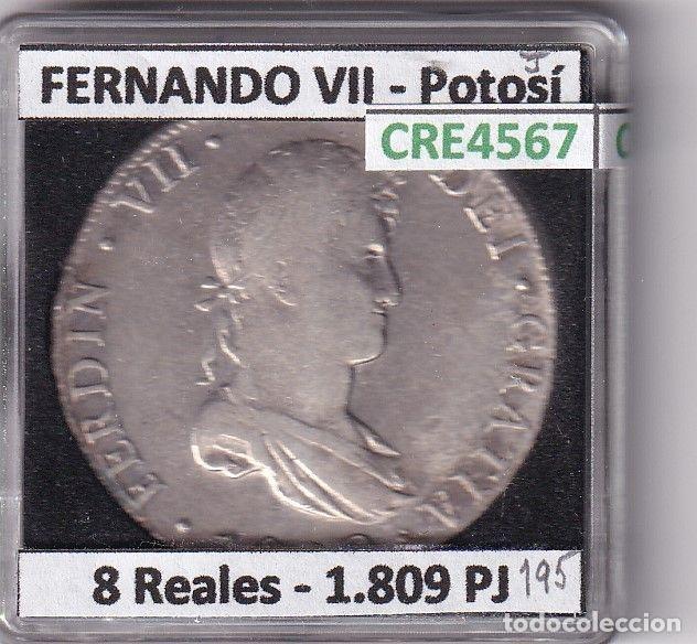 Mittelalterliche M&uuml;nzen: CRE4567 MONEDA ESPA&Ntilde;A FERNANDO VII 8 REALES 1809 PJ POTOSI