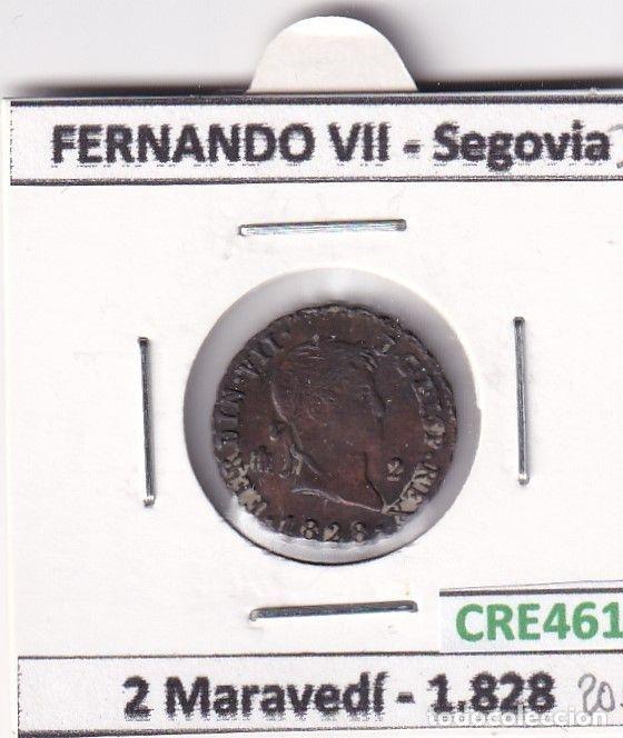 Monnaies m&eacute;di&eacute;vales: CRE4615 MONEDA ESPA&Ntilde;A FERNANDO VII 2 MARAVEDIS 1828 SEGOVIA
