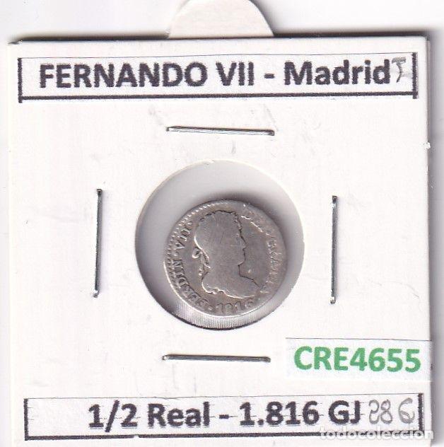 Mittelalterliche M&uuml;nzen: CRE4655 MONEDA ESPA&Ntilde;A FERNANDO VII 1/2 REAL 1816 GJ MADRID
