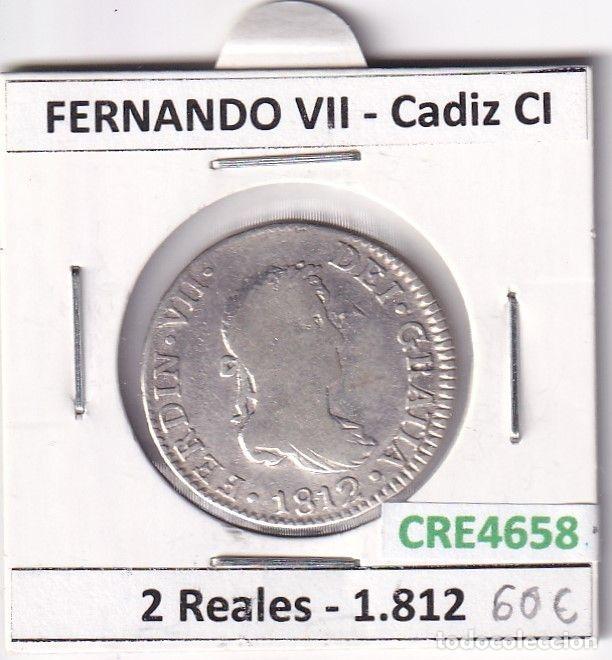 Mittelalterliche M&uuml;nzen: CRE4658 MONEDA ESPA&Ntilde;A FERNANDO VII 2 REALES 1812 CADIZ CI