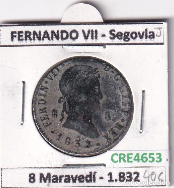 Mittelalterliche M&uuml;nzen: CRE4653 MONEDA ESPA&Ntilde;A FERNANDO VII 8 MARAVEDIS 1832 SEGOVIA