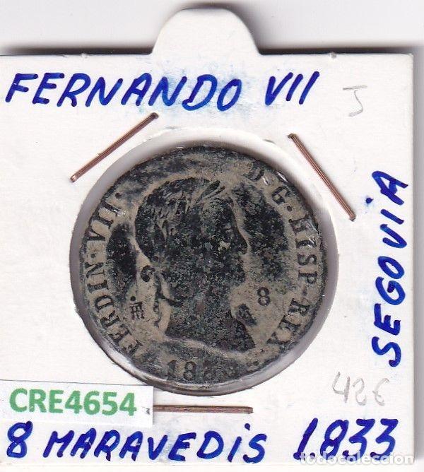 Mittelalterliche M&uuml;nzen: CRE4654 MONEDA ESPA&Ntilde;A FERNANDO VII 8 MARAVEDIS 1833 SEGOVIA