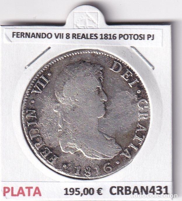 Mittelalterliche M&uuml;nzen: CRBAN431 MONEDA ESPA&Ntilde;A FERNANDO VII 8 REALES 1816 POTOSI PJ
