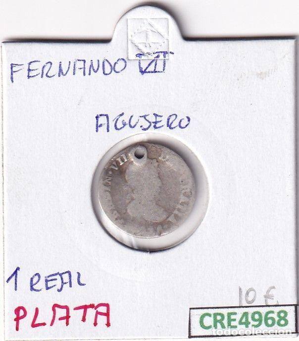 Mittelalterliche M&uuml;nzen: CRE4968 MONEDA ESPA&Ntilde;A FERNANDO VII 1 REAL 1805 AGUJERO PLATA