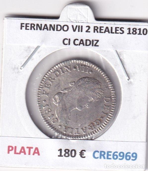 Monnaies m&eacute;di&eacute;vales: CRE6969 MONEDA ESPA&Ntilde;A FERNANDO VII 2 REALES 1810 CI CADIZ PLATA