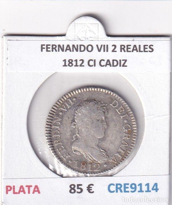 Monedas medievales: CRE9114 MONEDA ESPA&Ntilde;A FERNANDO VII 2 REALES 1812 CI CADIZ PLATA