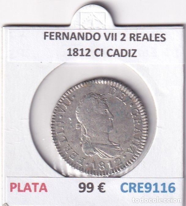Monedas medievales: CRE9116 MONEDA ESPA&Ntilde;A FERNANDO VII 2 REALES 1812 CI CADIZ PLATA