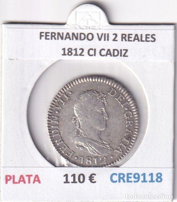 Monedas medievales: CRE9118 MONEDA ESPA&Ntilde;A FERNANDO VII 2 REALES 1812 CI CADIZ PLATA