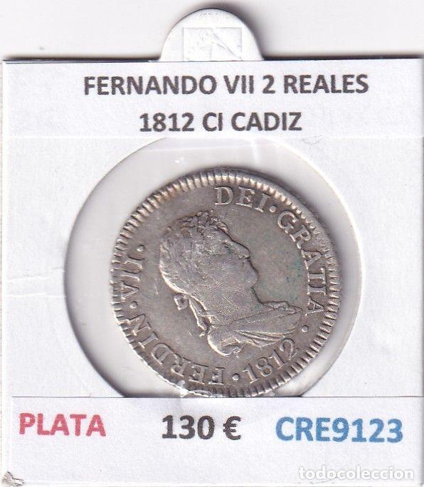 Monedas medievales: CRE9123 MONEDA ESPA&Ntilde;A FERNANDO VII 2 REALES 1812 CI CADIZ PLATA