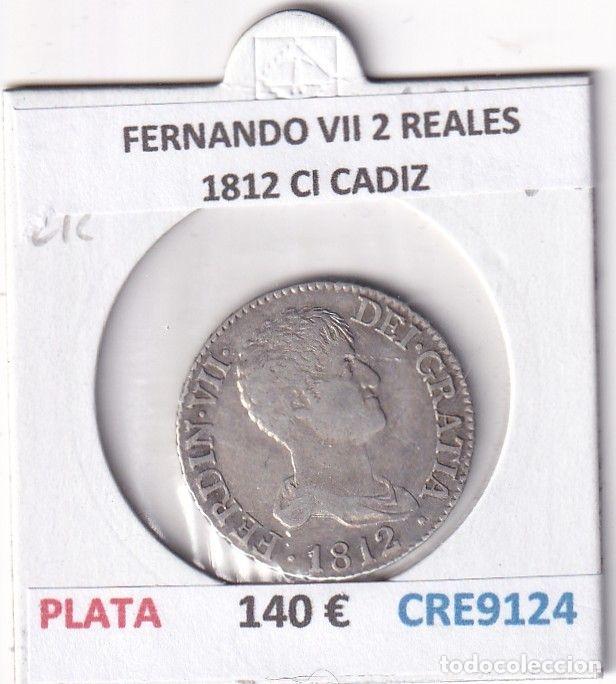 Monedas medievales: CRE9124 MONEDA ESPA&Ntilde;A FERNANDO VII 2 REALES 1812 CI CADIZ PLATA