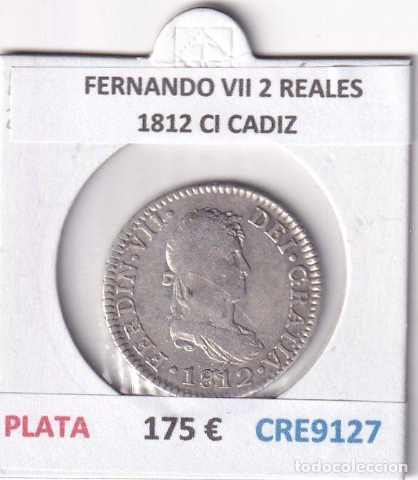 Monedas medievales: CRE9127 MONEDA ESPA&Ntilde;A FERNANDO VII 2 REALES 1812 CI CADIZ PLATA