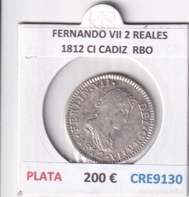 Monedas medievales: CRE9130 MONEDA ESPA&Ntilde;A FERNANDO VII 2 REALES 1812 CI CADIZ PLATA RBO