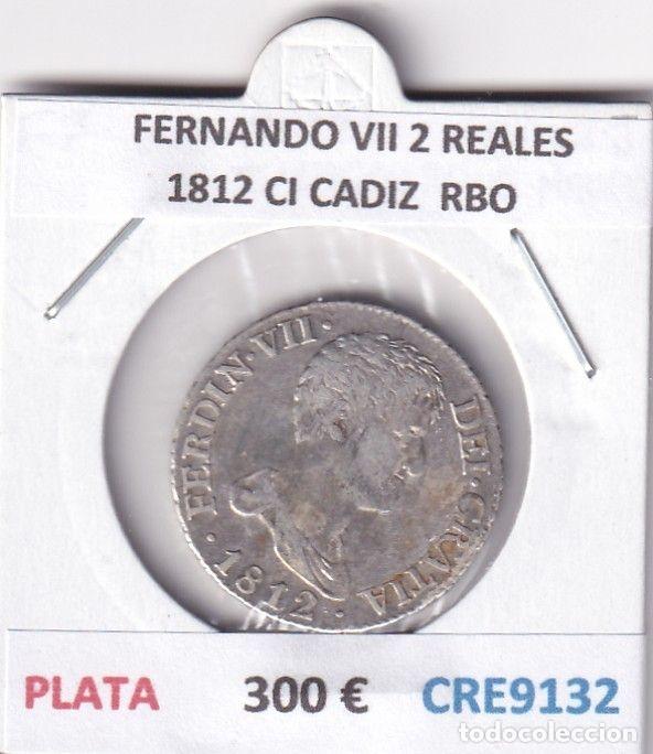 Monedas medievales: CRE9132 MONEDA ESPA&Ntilde;A FERNANDO VII 2 REALES 1812 CI CADIZ PLATA RBO