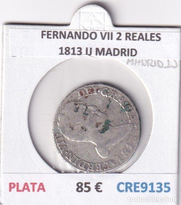 Monedas medievales: CRE9135 MONEDA ESPA&Ntilde;A FERNANDO VII 2 REALES 1813 IJ MADRID PLATA