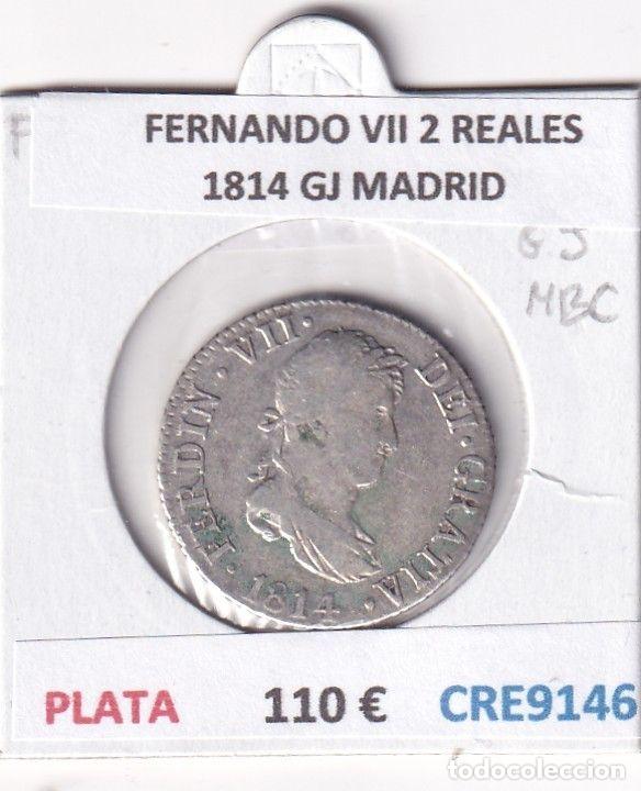 Monedas medievales: CRE9146 MONEDA ESPA&Ntilde;A FERNANDO VII 2 REALES 1814 GJ MADRID PLATA
