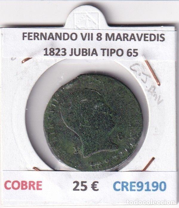 Monedas medievales: CRE9190 MONEDA ESPA&Ntilde;A FERNANDO VII 8 MARAVEDIS 1823 JUBIA TIPO 65 COBRE