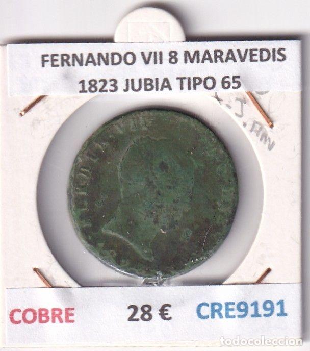 Monedas medievales: CRE9191 MONEDA ESPA&Ntilde;A FERNANDO VII 8 MARAVEDIS 1823 JUBIA TIPO 65 COBRE