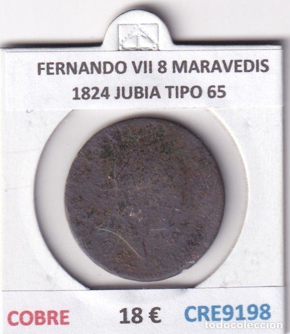 Monedas medievales: CRE9198 MONEDA ESPA&Ntilde;A FERNANDO VII 8 MARAVEDIS 1824 JUBIA TIPO 65 COBRE