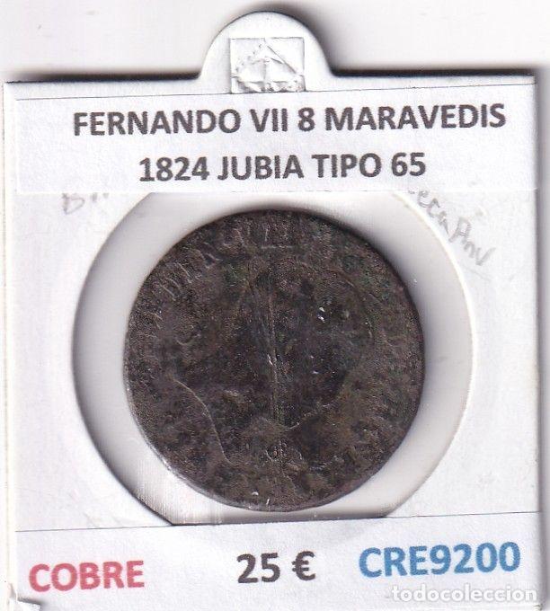 Monedas medievales: CRE9200 MONEDA ESPA&Ntilde;A FERNANDO VII 8 MARAVEDIS 1824 JUBIA TIPO 65 COBRE
