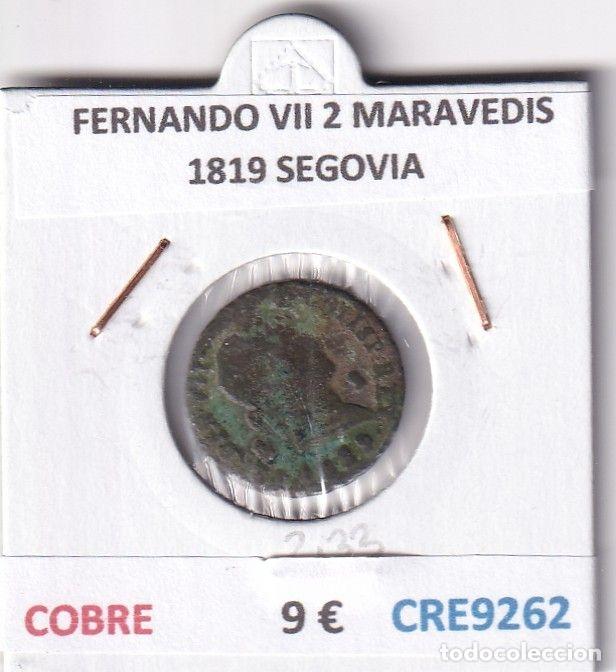 Monedas medievales: CRE9262 MONEDA ESPA&Ntilde;A FERNANDO VII 2 MARAVEDIS 1819 SEGOVIA COBRE