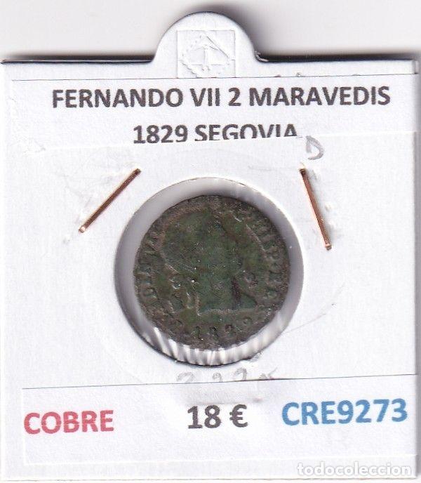 Monedas medievales: CRE9273 MONEDA ESPA&Ntilde;A FERNANDO VII 2 MARAVEDIS 1829 SEGOVIA COBRE