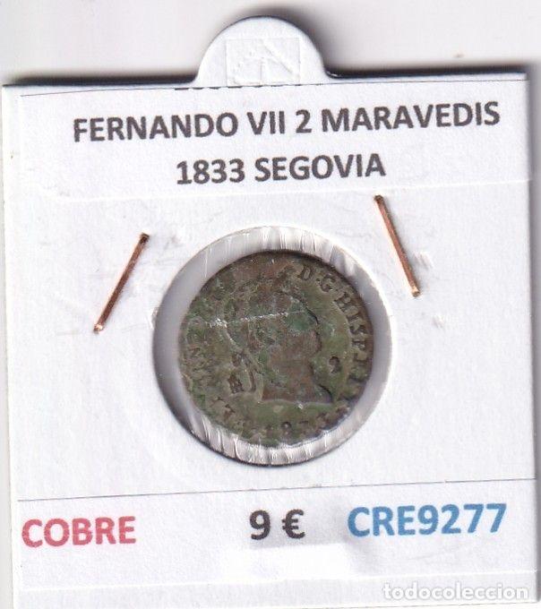 Monedas medievales: CRE9277 MONEDA ESPA&Ntilde;A FERNANDO VII 2 MARAVEDIS 1833 SEGOVIA COBRE
