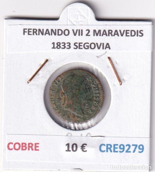 Monedas medievales: CRE9279 MONEDA ESPA&Ntilde;A FERNANDO VII 2 MARAVEDIS 1833 SEGOVIA COBRE