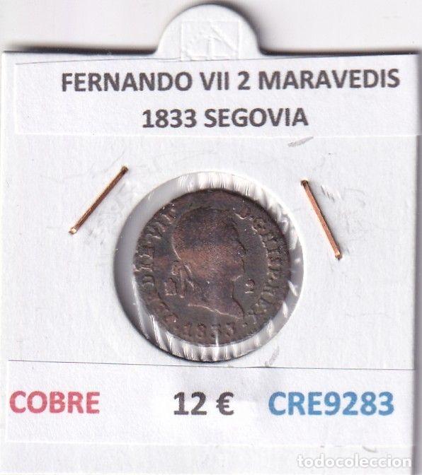 Monedas medievales: CRE9283 MONEDA ESPA&Ntilde;A FERNANDO VII 2 MARAVEDIS 1833 SEGOVIA COBRE