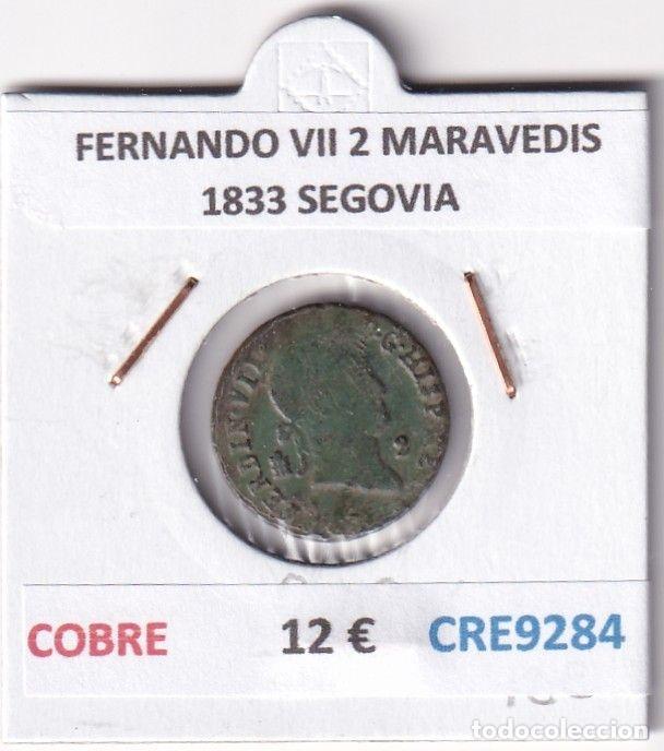 Monedas medievales: CRE9284 MONEDA ESPA&Ntilde;A FERNANDO VII 2 MARAVEDIS 1833 SEGOVIA COBRE