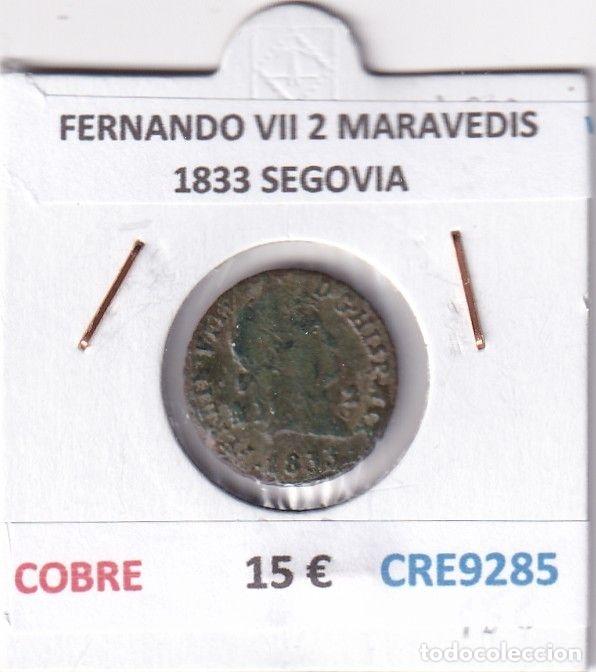 Monedas medievales: CRE9285 MONEDA ESPA&Ntilde;A FERNANDO VII 2 MARAVEDIS 1833 SEGOVIA COBRE