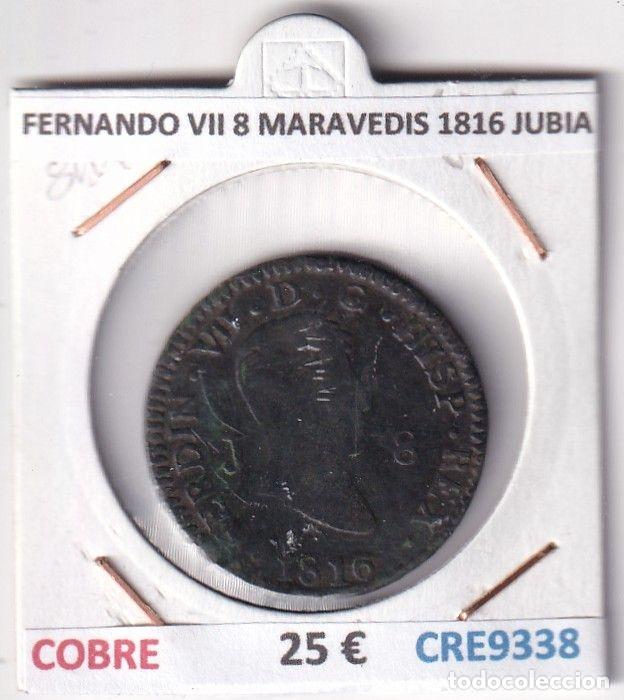 Mittelalterliche M&uuml;nzen: CRE9338 MONEDA ESPA&Ntilde;A FERNANDO VII 8 MARAVEDIS 1816 JUBIA COBRE
