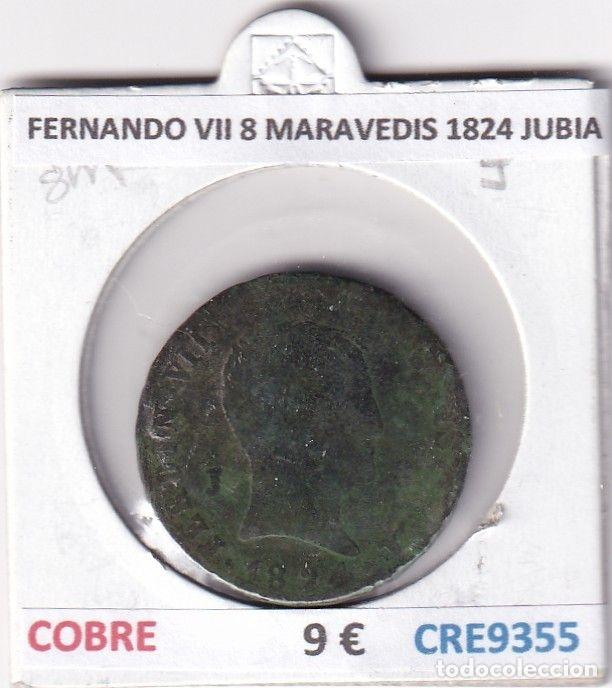 Mittelalterliche M&uuml;nzen: CRE9355 MONEDA ESPA&Ntilde;A FERNANDO VII 8 MARAVEDIS 1824 JUBIA COBRE
