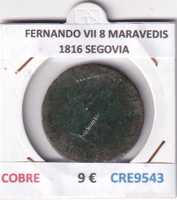 Mittelalterliche M&uuml;nzen: CRE9543 MONEDA ESPA&Ntilde;A FERNANDO VII 8 MARAVEDIS 1816 SEGOVIA COBRE