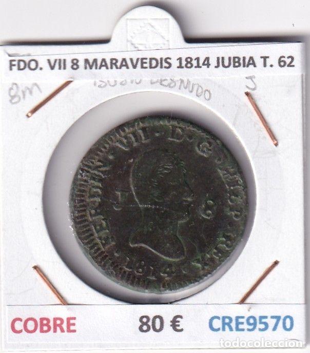 Mittelalterliche M&uuml;nzen: CRE9570 MONEDA ESPA&Ntilde;A FERNANDO VII 8 MARAVEDIS 1814 JUBIA TIPO 62 COBRE