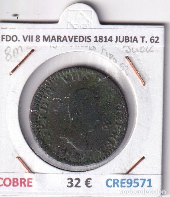 Mittelalterliche M&uuml;nzen: CRE9571 MONEDA ESPA&Ntilde;A FERNANDO VII 8 MARAVEDIS 1814 JUBIA TIPO 62 COBRE