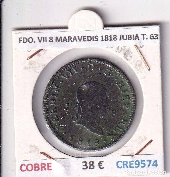 Mittelalterliche M&uuml;nzen: CRE9574 MONEDA ESPA&Ntilde;A FERNANDO VII 8 MARAVEDIS 1818 JUBIA TIPO 63 COBRE