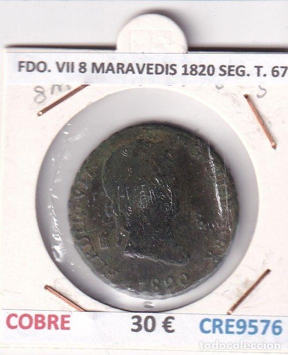 Mittelalterliche M&uuml;nzen: CRE9576 MONEDA ESPA&Ntilde;A FERNANDO VII 8 MARAVEDIS 1820 SEGOVIA TIPO 67 COBRE