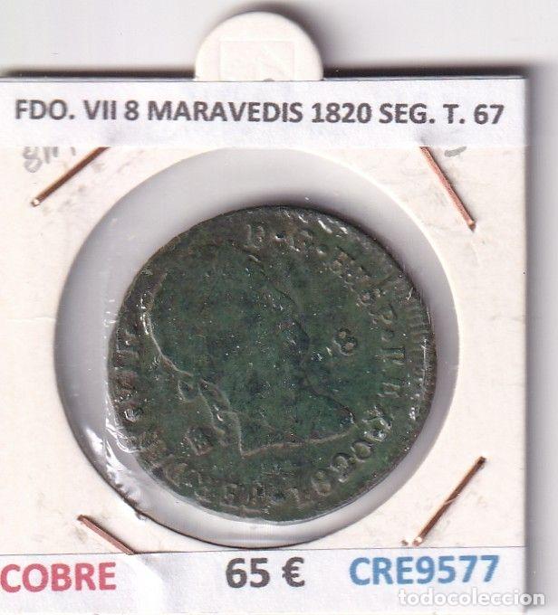 Mittelalterliche M&uuml;nzen: CRE9577 MONEDA ESPA&Ntilde;A FERNANDO VII 8 MARAVEDIS 1820 SEGOVIA TIPO 67 COBRE