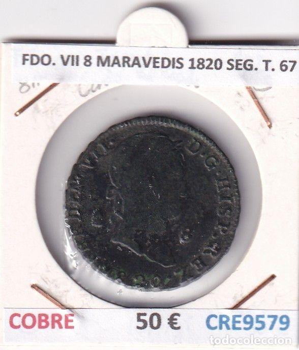 Mittelalterliche M&uuml;nzen: CRE9579 MONEDA ESPA&Ntilde;A FERNANDO VII 8 MARAVEDIS 1820 SEGOVIA TIPO 67 COBRE