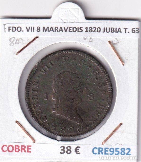 Mittelalterliche M&uuml;nzen: CRE9582 MONEDA ESPA&Ntilde;A FERNANDO VII 8 MARAVEDIS 1820 JUBIA TIPO 63 COBRE
