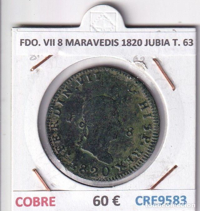 Mittelalterliche M&uuml;nzen: CRE9583 MONEDA ESPA&Ntilde;A FERNANDO VII 8 MARAVEDIS 1820 JUBIA TIPO 63 COBRE