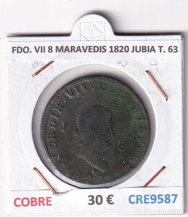 Mittelalterliche M&uuml;nzen: CRE9587 MONEDA ESPA&Ntilde;A FERNANDO VII 8 MARAVEDIS 1820 JUBIA TIPO 63 COBRE