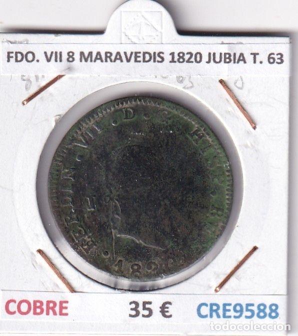 Mittelalterliche M&uuml;nzen: CRE9588 MONEDA ESPA&Ntilde;A FERNANDO VII 8 MARAVEDIS 1820 JUBIA TIPO 63 COBRE