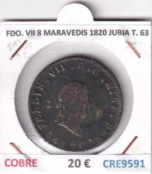 Mittelalterliche M&uuml;nzen: CRE9591 MONEDA ESPA&Ntilde;A FERNANDO VII 8 MARAVEDIS 1820 JUBIA TIPO 63 COBRE