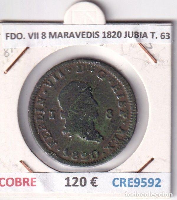 Mittelalterliche M&uuml;nzen: CRE9592 MONEDA ESPA&Ntilde;A FERNANDO VII 8 MARAVEDIS 1820 JUBIA TIPO 63 COBRE