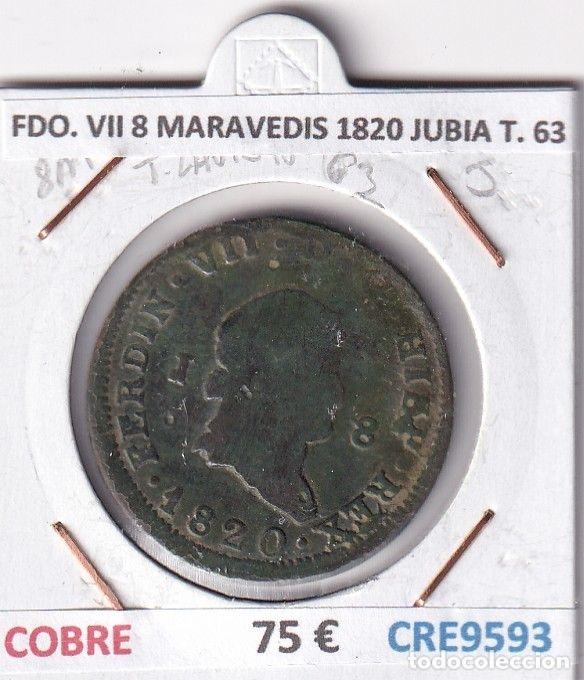 Monete medievali: CRE9593 MONEDA ESPA&Ntilde;A FERNANDO VII 8 MARAVEDIS 1820 JUBIA TIPO 63 COBRE