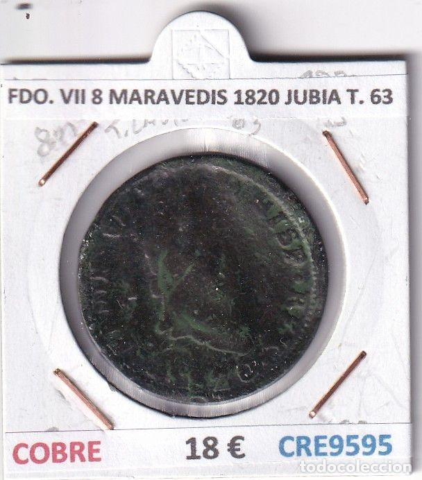 Monete medievali: CRE9595 MONEDA ESPA&Ntilde;A FERNANDO VII 8 MARAVEDIS 1820 JUBIA TIPO 63 COBRE